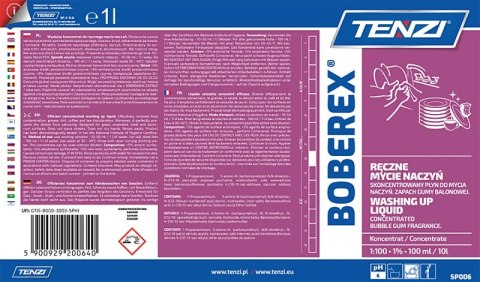 Płyn do mycia naczyń TENZI, zapach gumy balonowej, Boberex, 1l
