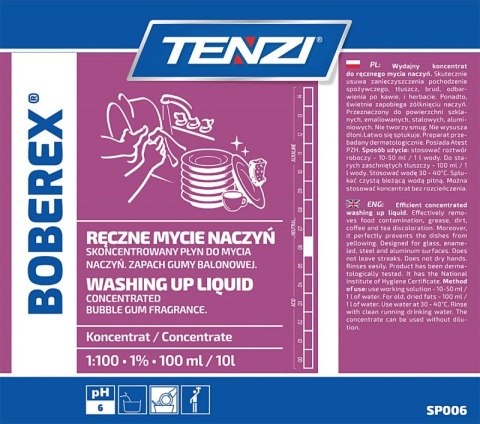 Płyn do mycia naczyń TENZI, zapach gumy balonowej, Boberex, 5l