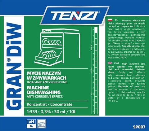 Płyn do mycia naczyń w zmywarkach TENZI, Gran Diw, 20l