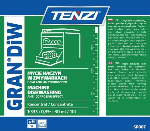 Płyn do mycia naczyń w zmywarkach TENZI, Gran Diw, 5l