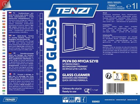 Płyn do mycia szyb i luster TENZI, Top Glass, 1l