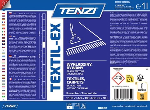 Preparat do prania wykładzin i tapicerek metodą ekstrakcyjną TENZI, Textil-Ex, 1l