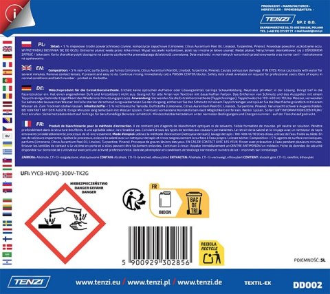 Preparat do prania wykładzin i tapicerek metodą ekstrakcyjną TENZI, Textil-Ex, 5l