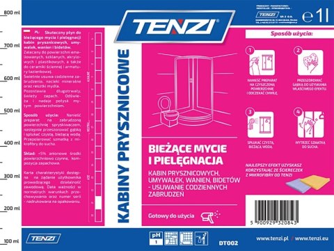 Środek do czyszczenia kabin prysznicowych TENZI, 1l