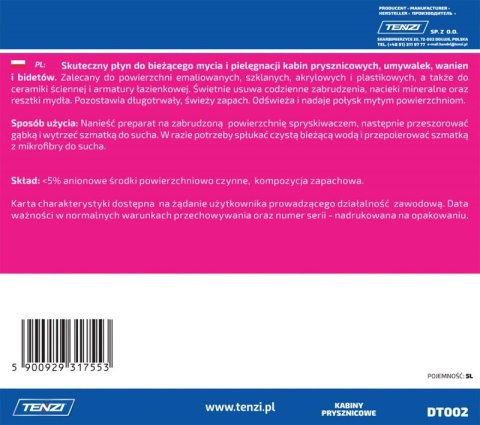 Środek do czyszczenia kabin prysznicowych TENZI, 5l
