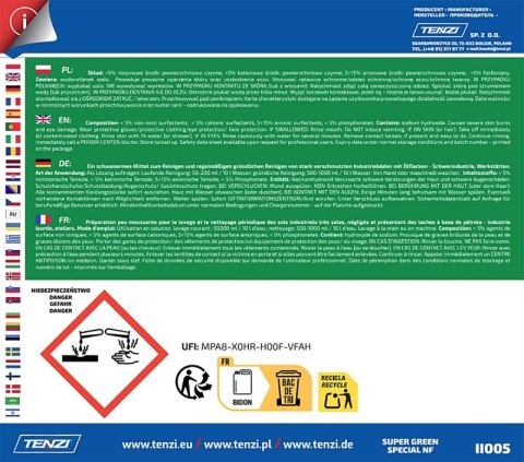 Środek do zabrudzeń organicznych TENZI, Super Green Specjal NF, 20l
