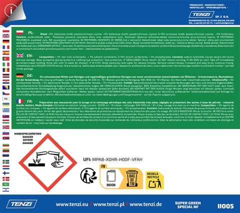 Środek do zabrudzeń organicznych TENZI, Super Green Specjal NF, 5l