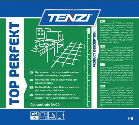 Środek odtłuszczająco-myjący do powierzchni twardych TENZI, Top Perfekt, atest PZH, 5l
