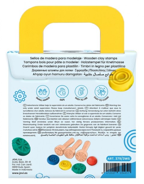 Stemple do plasteliny JOVI dla dzieci, zestaw 3 szt., mix kształtów, drewniane