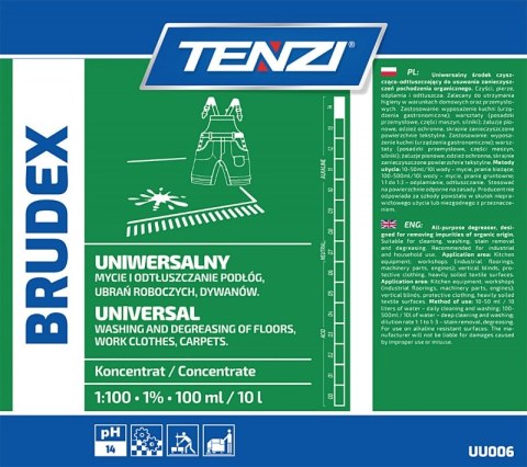 Uniwersalny płyn odtłuszczający do usuwania plam TENZI, Brudex, 5l