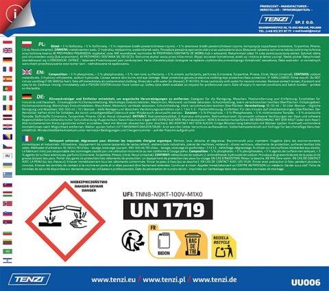 Uniwersalny płyn odtłuszczający do usuwania plam TENZI, Brudex, 5l