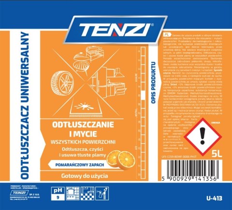 Uniwersalny preparat do usuwania tłuszczu TENZI, zapach pomarańczy, 5l