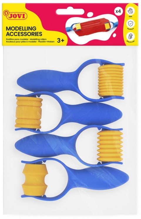 Wałki do mas plastycznych JOVI, 4 szt., mix kształtów, mix kolorów