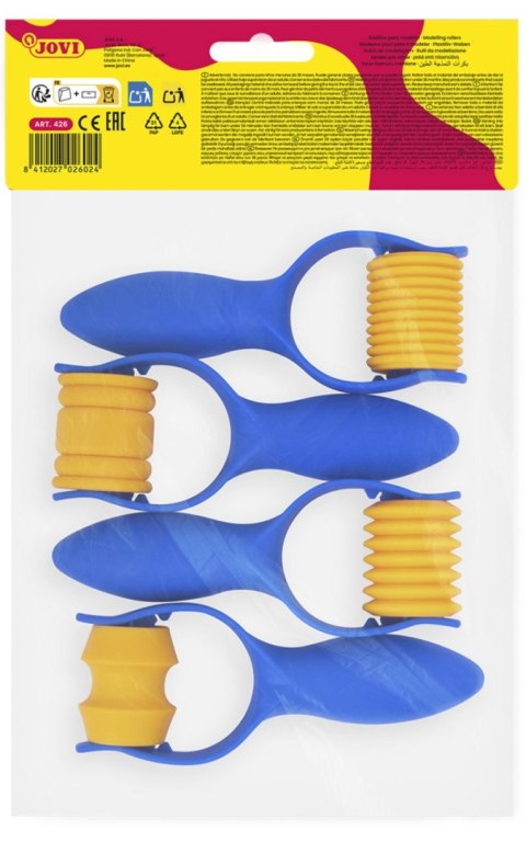 Wałki do mas plastycznych JOVI, 4 szt., mix kształtów, mix kolorów