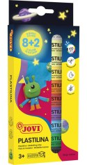 Zestaw plasteliny JOVI, 10x15g, 8 kolorów basic + 2 świecące w ciemności, mix kolorów