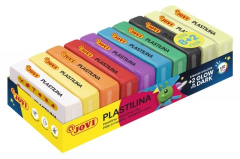 Zestaw plasteliny JOVI, 10x50g, 8 kolorów basic + 2 świecące w ciemności, mix kolorów
