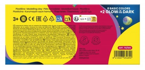 Zestaw plasteliny JOVI, 10x50g, 8 kolorów basic + 2 świecące w ciemności, mix kolorów