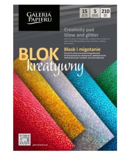 Blok A4 mix kartonów holograficznych BLASK i MIGOTANIE 15 ark./op. 210 g/m2 258001 Argo