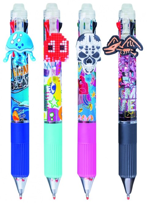 Długopis wymazywalny GIMBOO 4w1, żelowy, pakowany w displayu, mix kolorów/wzorów