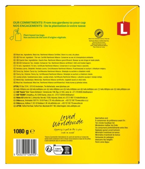 Herbata LIPTON czarna, Yellow Label, 600 kopert
