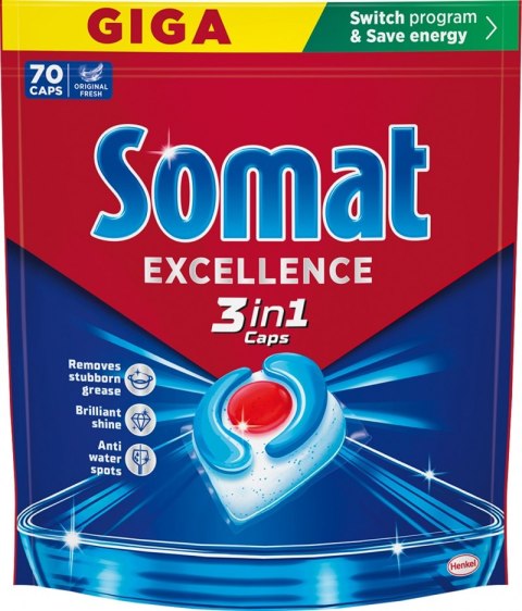 Kapsułki do zmywarki SOMAT Excellence 3w1, 70 szt., lemon