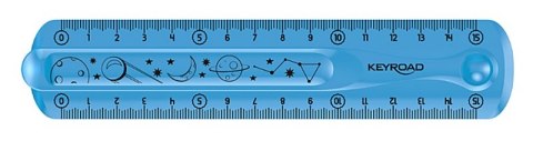 Linijka KEYROAD Tatoo, 15cm, elastyczna, zawieszka, mix kolorów