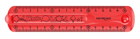 Linijka KEYROAD Tatoo, 15cm, elastyczna, zawieszka, mix kolorów