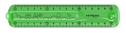 Linijka KEYROAD Tatoo, 15cm, elastyczna, zawieszka, mix kolorów