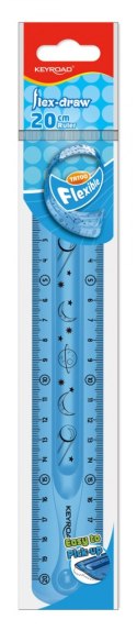 Linijka KEYROAD Tatoo, 20cm, elastyczna, zawieszka, mix kolorów