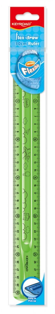 Linijka KEYROAD Tatoo, 30cm, elastyczna, zawieszka, mix kolorów