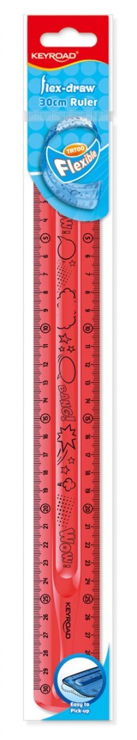 Linijka KEYROAD Tatoo, 30cm, elastyczna, zawieszka, mix kolorów