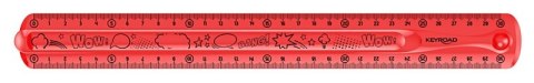 Linijka KEYROAD Tatoo, 30cm, elastyczna, zawieszka, mix kolorów