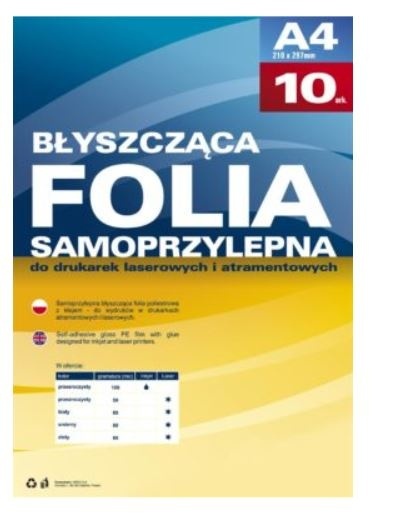 Samoprzylepna folia do drukarek laserowych przezroczysta błysk op./100szt. Argo