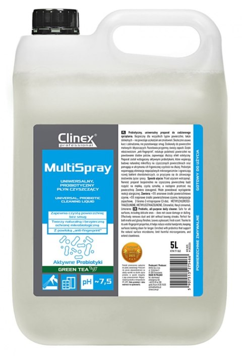 Uniwersalny spray CLINEX Multi Spray, myjący, Green Tea, 5l