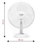 Wentylator ADLER AD 7304, biurkowy, śr. 40cm, 90W, biały