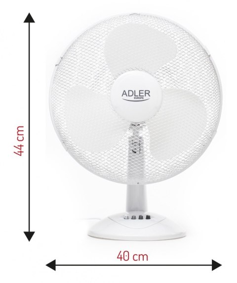 Wentylator ADLER AD 7304, biurkowy, śr. 40cm, 90W, biały