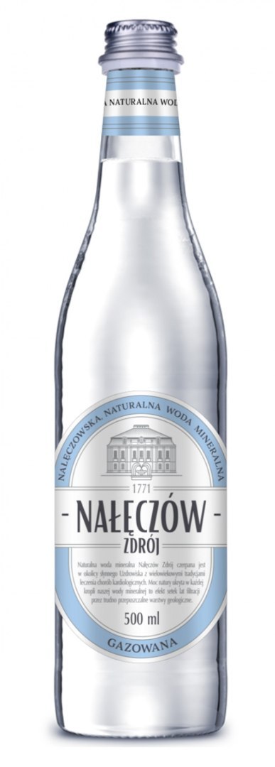Woda NAŁĘCZÓW ZDRÓJ, gazowana, butelka szklana, 500ml