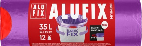 Worki na śmieci ALUFIX Elastic Fix, LDPE, 53x60cm, 35l, 12 szt., fioletowe