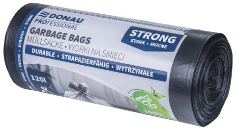 Worki na śmieci DONAU PROFESSIONAL, wytrzymałe, mocne, 120l, 25 szt., czarne