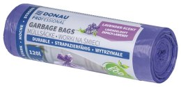 Worki na śmieci DONAU PROFESSIONAL, wytrzymałe, mocne, z uszami, 120l, 10 szt., zapach lawendy, fioletowe