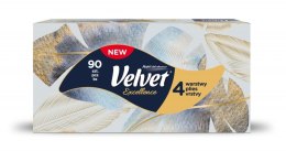 Chusteczki kosmetyczne VELVET Excellence, 4-warstwowe, 90 listków, białe