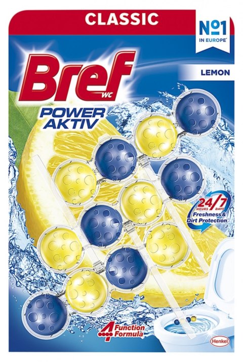 Kulki myjąco-zapachowe do toalet BREF Power Aktiv Lemon, 3x50g