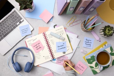 Przezroczyste karteczki samoprzylepne POST-IT Transparent Notes (600-1TRSPB), 73x73mm, 36 kart., pastelowe niebieskie