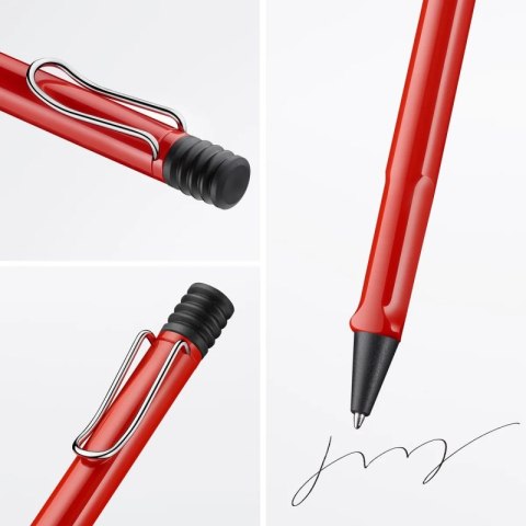 Długopis LAMY Safari 214, M, z niebieskim wkładem, czerwony