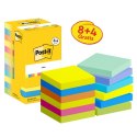 Karteczki samoprzylepne POST-IT® Energetic, 76x76mm, 8x100 kart.+4x100 kart. gratis, mix kolorów