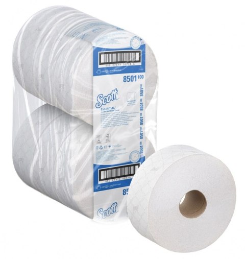 Papier toaletowy Jumbo SCOTT Essential, 2-warstwowy, 6 rolek x 1053 listki, biały