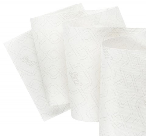 Ręcznik papierowy w roli SCOTT Essential, 1-warstwowy, 350 m, 1400 listków, 6 rolek, biały
