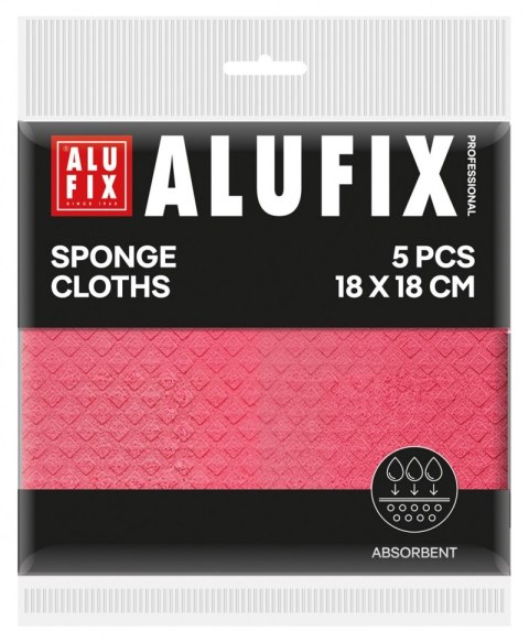 Ściereczki gąbkowe ALUFIX Professional, 18x18cm, 5 szt., różowe