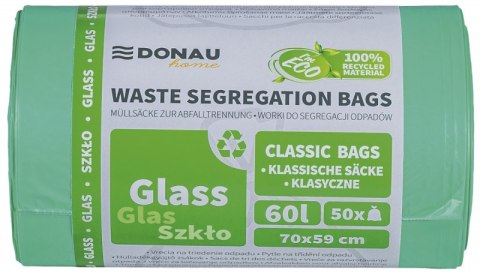 Worki do segregacji odpadów DONAU HOME, szkło, 60l, 50 szt., zielone
