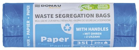 Worki do segregacji odpadów DONAU HOME, z uszami, papier, 35l, 20 szt., niebieskie